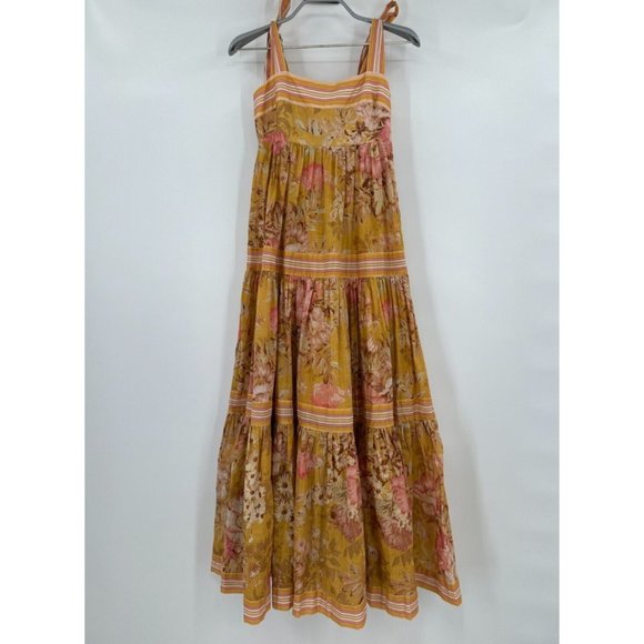 Zimmermann Dresses & Skirts - Zimmermann Pattie Tie Shoulder Maxi Dress Mustard Yellow Floral US 6 UK 10 sz 1